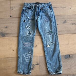 Polo by Ralph Lauren Distressed Blue Jeans with Patches